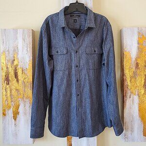 Mark Anthony Gray/Blue Luxury Button Up Long Sleeve Dress Shirt Size L